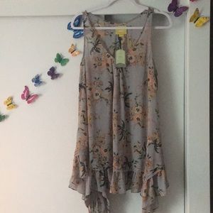 Anthropologie Maeve NWT grey floral flows tunic